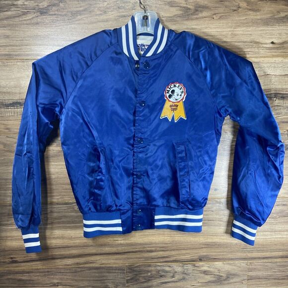 Vintage Disney Minnie Mickey Mouse Satin Jacket Kids Chalk Line Sz 14/16